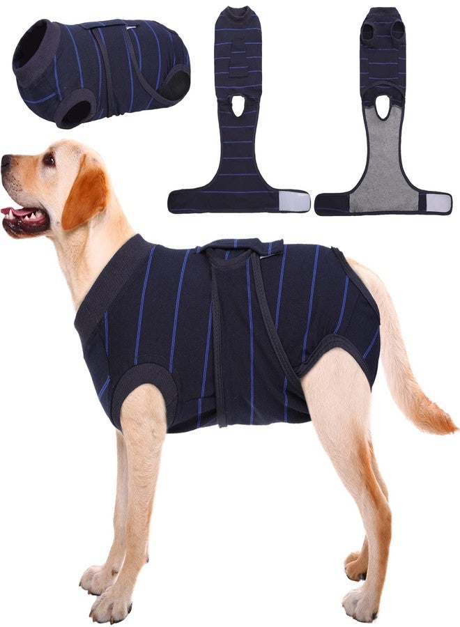 Kuoser Dog Surgery Recovery Suit, Soft Breathable Dog Recovery Suit for Female Spay Male Nueuter, Anti Licking Puppy Onesie Pet Surgical Suit for Dogs Abdominal Wounds Skin Disease, Blue Strips XL - Image 1